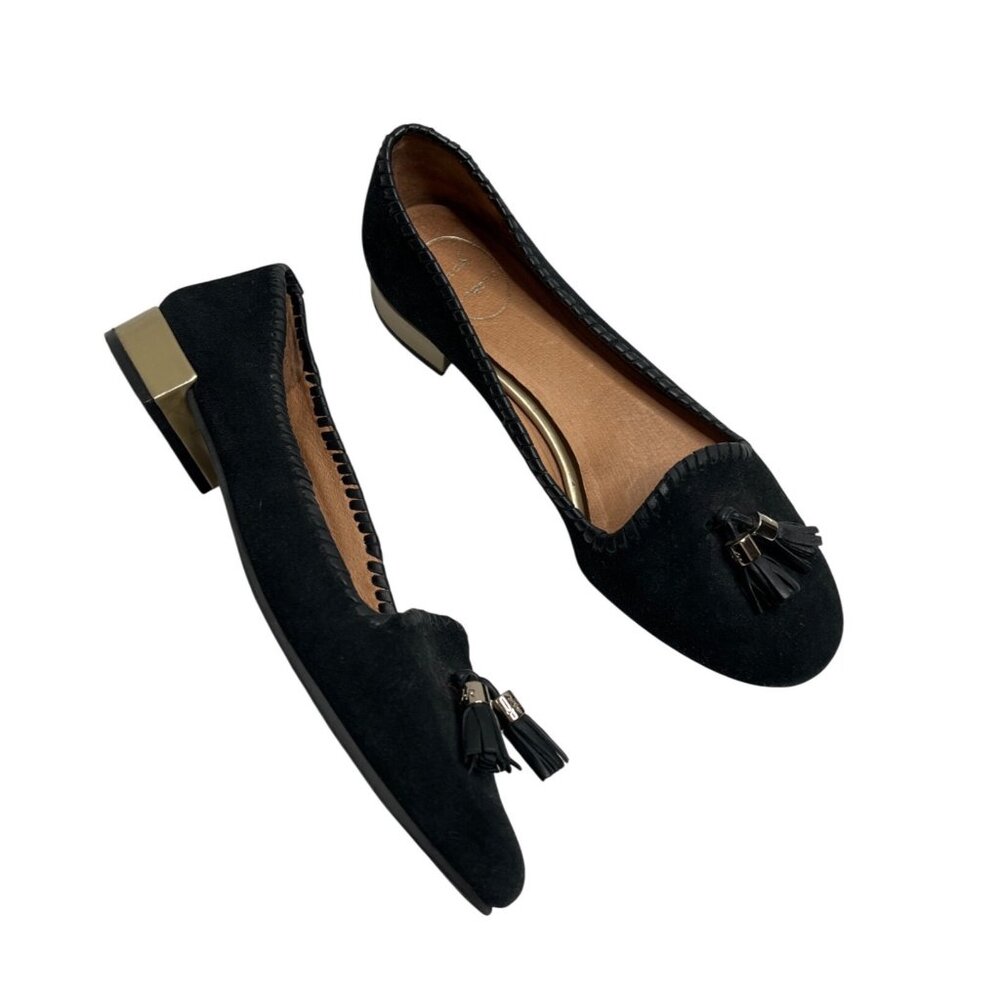 Jack Rogers Womens Black Suede Leather Tassel Slip On Loafers 9 M